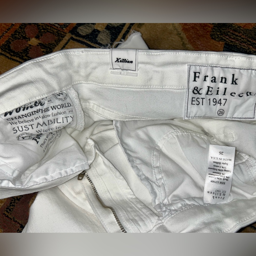 Frank & Eileen Killian White Crop Flare Raw Hem High Rise Stretch sz 26 - Picture 4 of 10